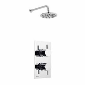 Chrome Thermostatic Concealed Mixer Shower With Fixed Overhead Drencher (Lake) - 1 Shower Head