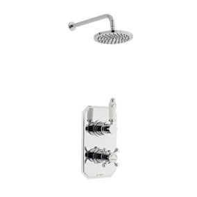 Chrome Thermostatic Concealed Mixer Shower With Fixed Overhead Drencher (Ocean) - 1 Shower Head