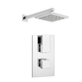Chrome Thermostatic Concealed Mixer Shower With Fixed Overhead Drencher (River) - 1 Shower Head