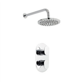 Chrome Thermostatic Concealed Mixer Shower With Fixed Overhead Drencher (Stream) - 1 Shower Head
