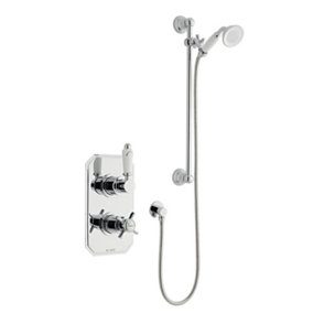 Chrome Thermostatic Concealed Mixer Shower With Wall Mounted Slide Rail Kit (Aqua) - 1 Shower Head