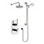 Chrome Thermostatic Concealed Mixer Shower With Wall Mounted Slide Rail Kit & Overhead Drencher (Aqua) - 2 Shower Heads