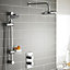 Chrome Thermostatic Concealed Mixer Shower With Wall Mounted Slide Rail Kit & Overhead Drencher (Lake) - 2 Shower Heads