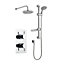 Chrome Thermostatic Concealed Mixer Shower With Wall Mounted Slide Rail Kit & Overhead Drencher (Lake) - 2 Shower Heads