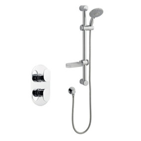 Chrome Thermostatic Concealed Mixer Shower With Wall Mounted Slide Rail Kit (Stream) - 1 Shower Head