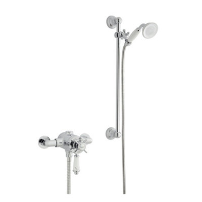 Chrome Thermostatic Exposed Mixer Shower With Adjustable Wall Mounted Slide Rail Kit (Aqua) - 1 Shower