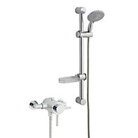 Chrome Thermostatic Exposed Mixer Shower With Adjustable Wall Mounted Slide Rail Kit (Lake) - 1 Shower Head