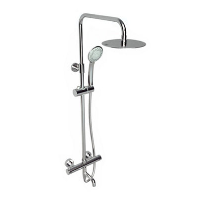 Chrome Thermostatic Mixer Shower With Overhead Drencher, Wall Mounted