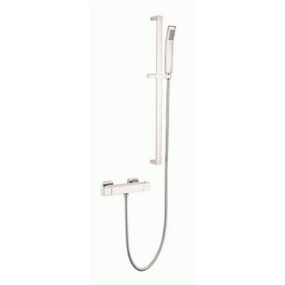 Chrome Thermostatic Mounted Bar Mixer Shower With Wall Mounted Slide Rail Kit (River) - 1 Shower