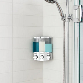 Chrome Trio Wall Mounted Soap Dispenser Shampoo Conditioner