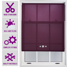 Chrome Triple Square Eyelet Daylight Roller Blind - (W)120cm x (L)210cm Aubergine Blind from Furnished