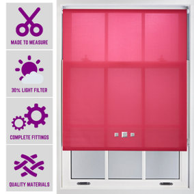Chrome Triple Square Eyelet Daylight Roller Blind - (W)120cm x (L)210cm Fuchsia Blind from Furnished