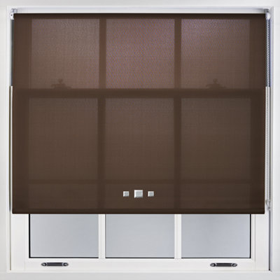 Chrome Triple Square Eyelet Daylight Roller Blind - (W)210cm x (L)210cm Mocha Blind from Furnished