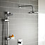 Chrome Triple Thermostatic Concealed Mixer Shower With Wall Mounted Slide Rail Kit & Overhead Drencher (Lake) - 2 Shower Heads