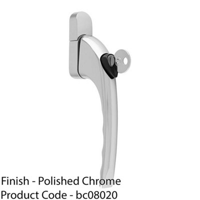 Chrome Universal Locking Window Handle - Click Fit PVC Window Rose Lever