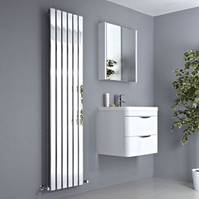 Chrome Vertical Single Panel Radiator 1800mm x 450mm