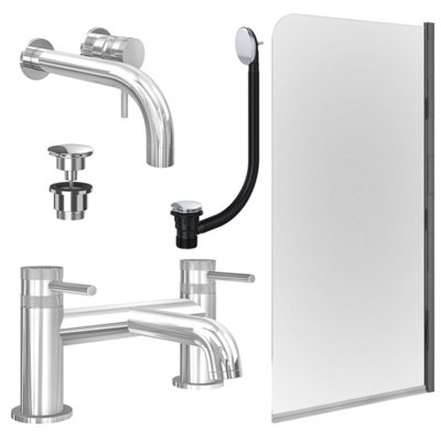 Chrome Wall Mounted Basin Mixer Tap, Bath Filler with Universal Basin ...