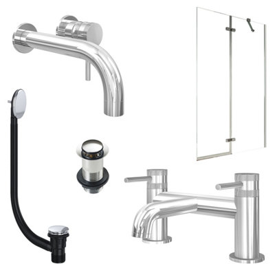Chrome Wall Mounted Basin Mixer Tap, Bath Filler with Unslotted Basin ...