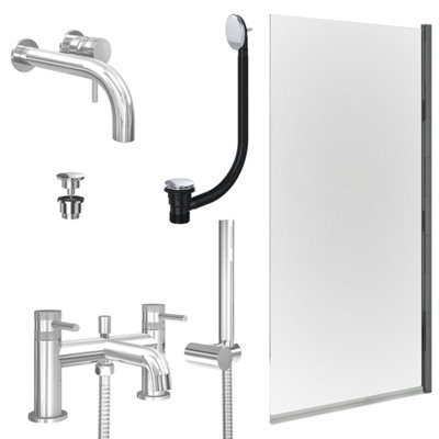 Chrome Wall Mounted Basin Mixer Tap, Bath Shower Mixer with Universal ...