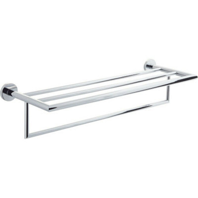 Chrome  Wall Mounted Double Bathroom Towel Rail Holder Rack Shelf Stainless Steel