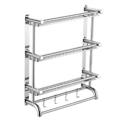 Chrome Wall Mounted Metal Bathroom Shelving Shower Organizer with Towel ...
