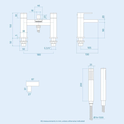 Chrome Waterfall Basin & Bath Shower Mixer Tap Pack - 6