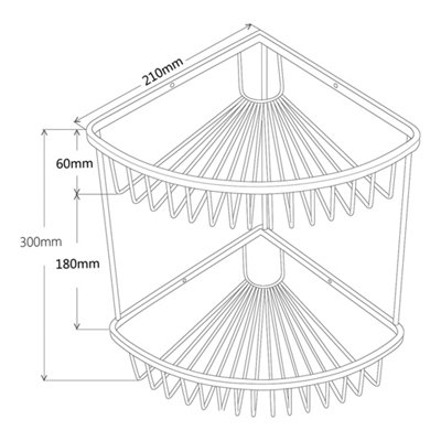 Chrome Wire Double Corner Basket - Wall Mounted Mild Steel Gloss Finish ...