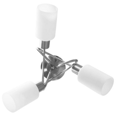 Chromed steel and white ceramic pendant lamp, E14 socket, with 3 cylindrical lampshades