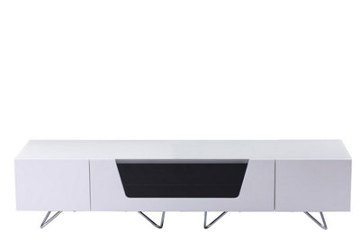 Chromium TV-Stand with 1 flap and 2 drawers in white