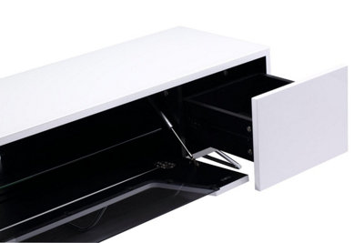 Chromium TV-Stand with 1 flap and 2 drawers in white