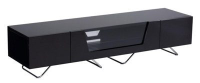 Chromium TV-Stand with 1 flap in black