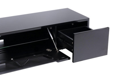 Chromium TV-Stand with 1 flap in black
