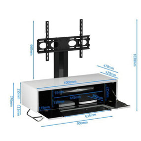 Chromium TV-Stand with 1 flap in grey CRO2-1000BKT-GR