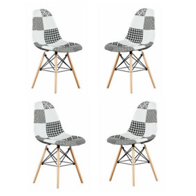 Chrono Patchwork Eiffel Chair Set of 4, Black/White
