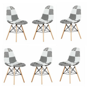 Chrono Patchwork Eiffel Chair Set of 6, Black/White