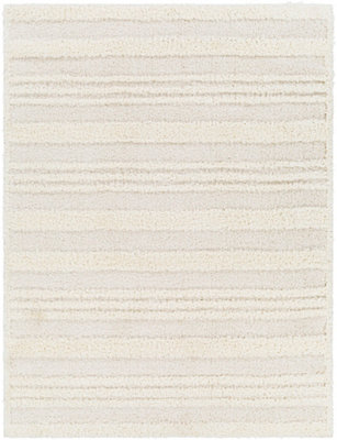CHUMINI Shaggy Modern Plush Pile Cream Striped Area Rug 120 x 170 cm