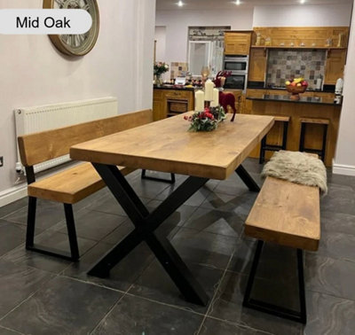 Chunky and Sturdy Dining Table - Mid Oak