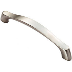 Chunky Arched Grip Pull Handle 194 x 17mm 160mm Fixing Centres Satin Nickel