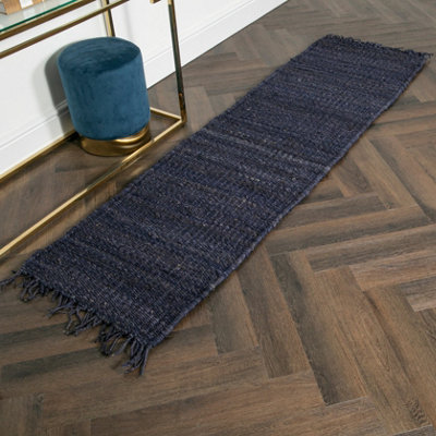 Chunky Navy Jute Runner Rug (60 x 230cm) DIY at B&Q