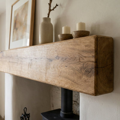 Chunky Oak Fireplace Beam 19cm x 9cm, Heritage Oak, 140cm
