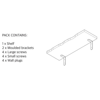 Chunky Pine Shelf Kit 60cm - Wavy Live Edge Wall Display, Metal L Brackets, Antique Wax Finish