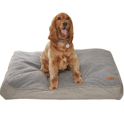 Chunky Plush Quilted Dog Cat Pet Mattress Cushion Crate Pad Silver 100x70x11cm