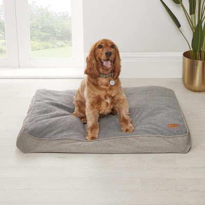 Chunky Plush Quilted Dog Cat Pet Mattress Cushion Crate Pad Silver 100x70x11cm
