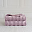 Chunky Ribbed Cord Faux Fur Velvet Touch Sofa Bed Throwover Soft touch Blanket Blush Pink (150 x 200CM)