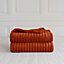 Chunky Ribbed Cord Faux Fur Velvet Touch Sofa Bed Throwover Soft touch Blanket Orange (150 x 200CM)
