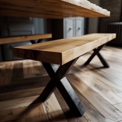 Chunky Rustic Bench - Chunky X Legs - 270cm