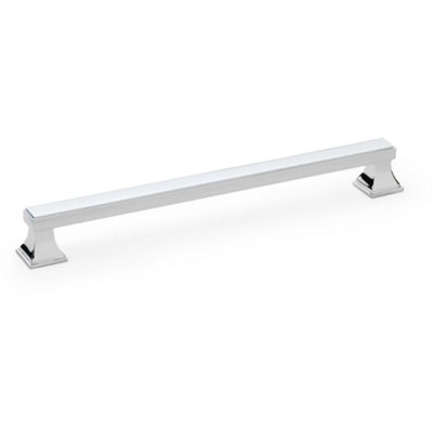 Chunky Square Pull Handle - Polished Chrome 224mm Centre SOLID BRASS Drawer Door