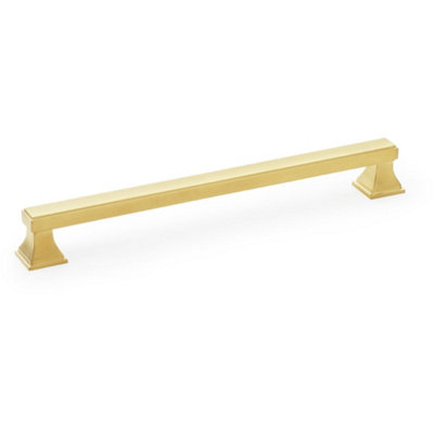 Chunky Square Pull Handle - Satin Brass 224mm Centres SOLID BRASS Drawer Door