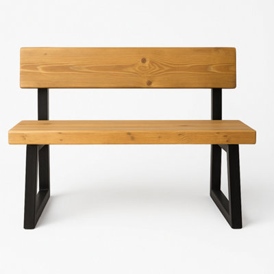 Chunky & Sturdy Bench with Back - Mid Oak