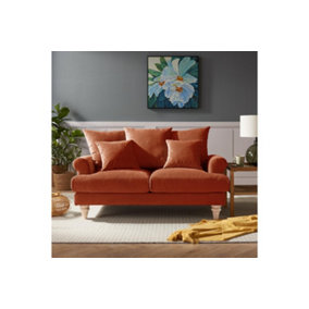 Churchill 2 Seater Sofa With Scatter Back Cushions, Burnt Orange Velvet
